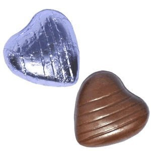 Lilac Foil Milk Chocolate Hearts (100pk)