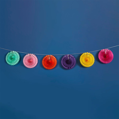 Bright Multi-Coloured Paper Fan Garland (2m)
