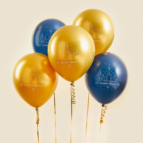 Blue & Gold Ramadan Latex Balloons (30.5cm)