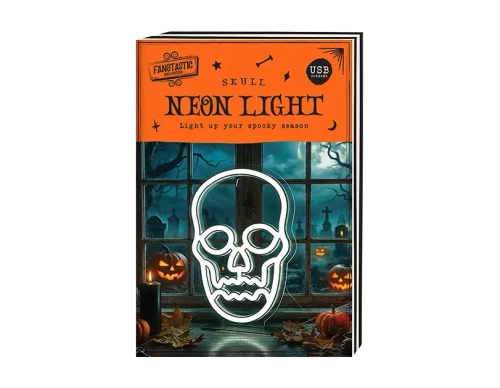 Halloween Skull Neon Light on Stand (26cm)