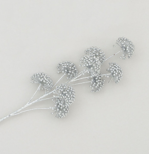 Cream Glitter Thistle Spray (66cm)