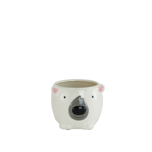 White Polar Bear Character Ceramic Pot