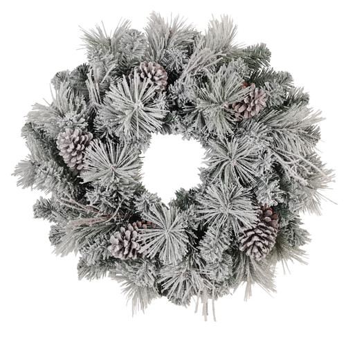 Heavily Frosted Pine Cone Winter Wreath (61cm)