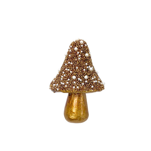 Copper Sequin & Glitter Mushroom Hanging Decoration (12cm x 7.5cm)