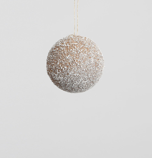 Brown Textured & Frosted Bauble (8cm)