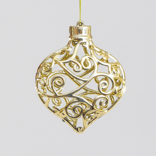 Champagne Swirl & Scroll See-Through Drop Bauble (12cm)