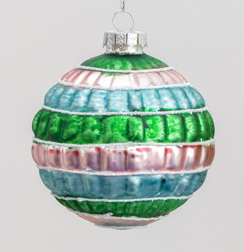 Multi Coloured Textured Glass Bauble (8cm)