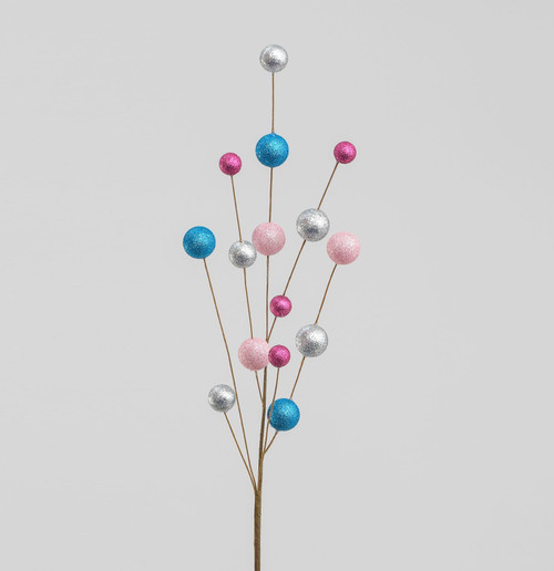 Multi-Coloured Glitter Balls Spray Pick (68cm)