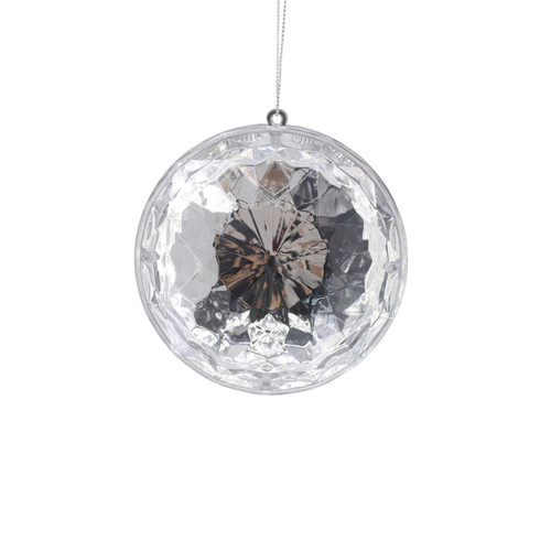 Silver Diamond Round Hanging Ornament (10cm)