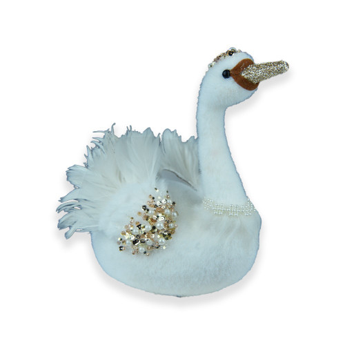 White Swan Decoration with Pink Beak (14cm)