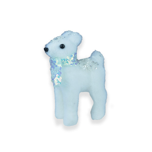 White Deer with Blue Sequin Scarf (10cm)