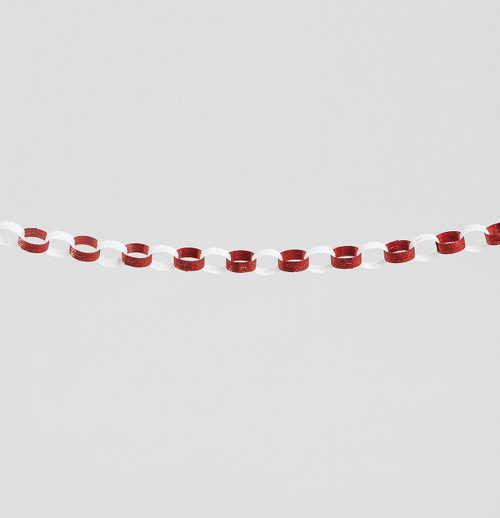 Red/White Glitter Chain Garland (120cm)