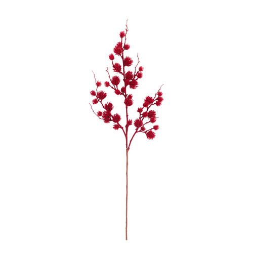 Red Flocked Bobble Bud Stem (101cm)