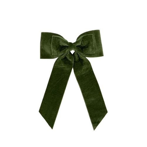 Green Velvet Bow on Clip (32cm)