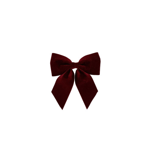 Burgundy Velvet Bow on a Clip (16cm)