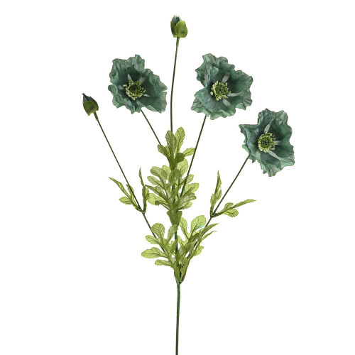Green Olivia Poppy Spray (75cm)