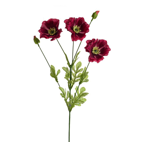 Burgundy Olivia Poppy Spray (75cm)