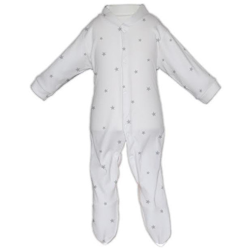 Grey Star Pattern Cotton Unbranded Sleepsuit (0-3 Months)