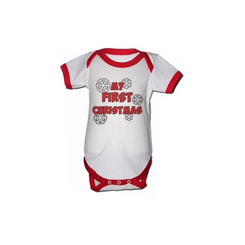 'My First Christmas' snow flake design Short Sleeve Bodysuit 6-12m 'My First Christmas' snow flake design Short Sleeve Bodysuit 6-12m