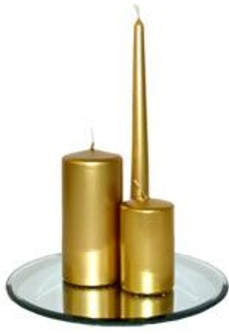 Gold Pillar Candle - 15cm 