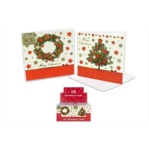 10 Tree & Wreath Traditional Christmas Cards