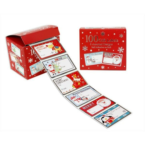 Roll Of 100 Cute Christmas Gift Labels