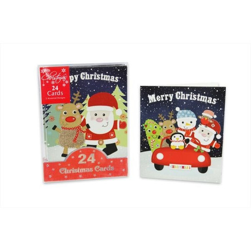 Mini Cute Reindeer, Santa & Friends Cards 24pk