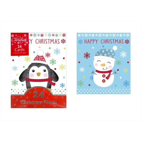 Mini Cute Cards Reindeer & Snowman 24pk