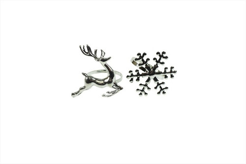 Silver Napkin Ring (Snowflake or Reindeer) (Assorted Designs)