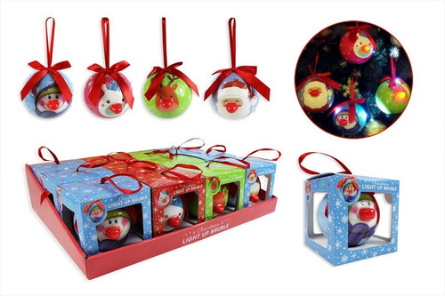 Light Up Led Christmas Baubles Cdu X 12