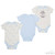 3 Pack Bodysuits (Clouds & Stars, Blue)