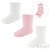Pink/White/Cream 3 Pack Ribbed Socks (3-6 Months)