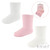 Pink/White/Cream 3 Pack Ribbed Socks (NB-3 Months)