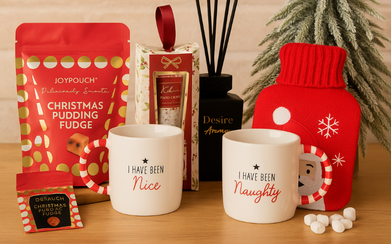 Christmas gifts, chocolates, mugs, diffuser 