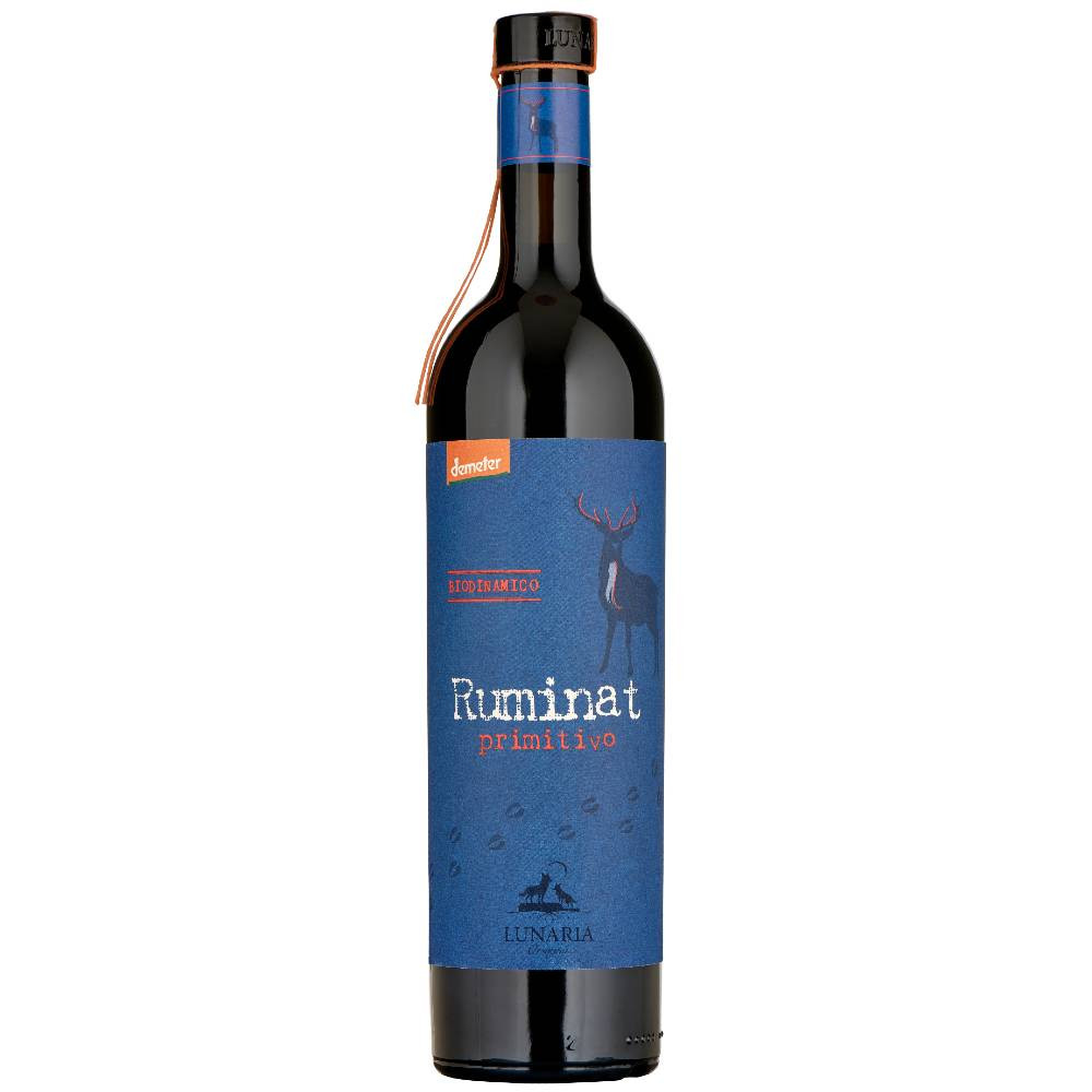 Lunaria "Ruminat" Primitivo is a bright ruby red in colour. The bouquet shows aromas of black cherry and violets. The palate is soft and smooth with notes of sweet black cherries and blackcurrant fruits.