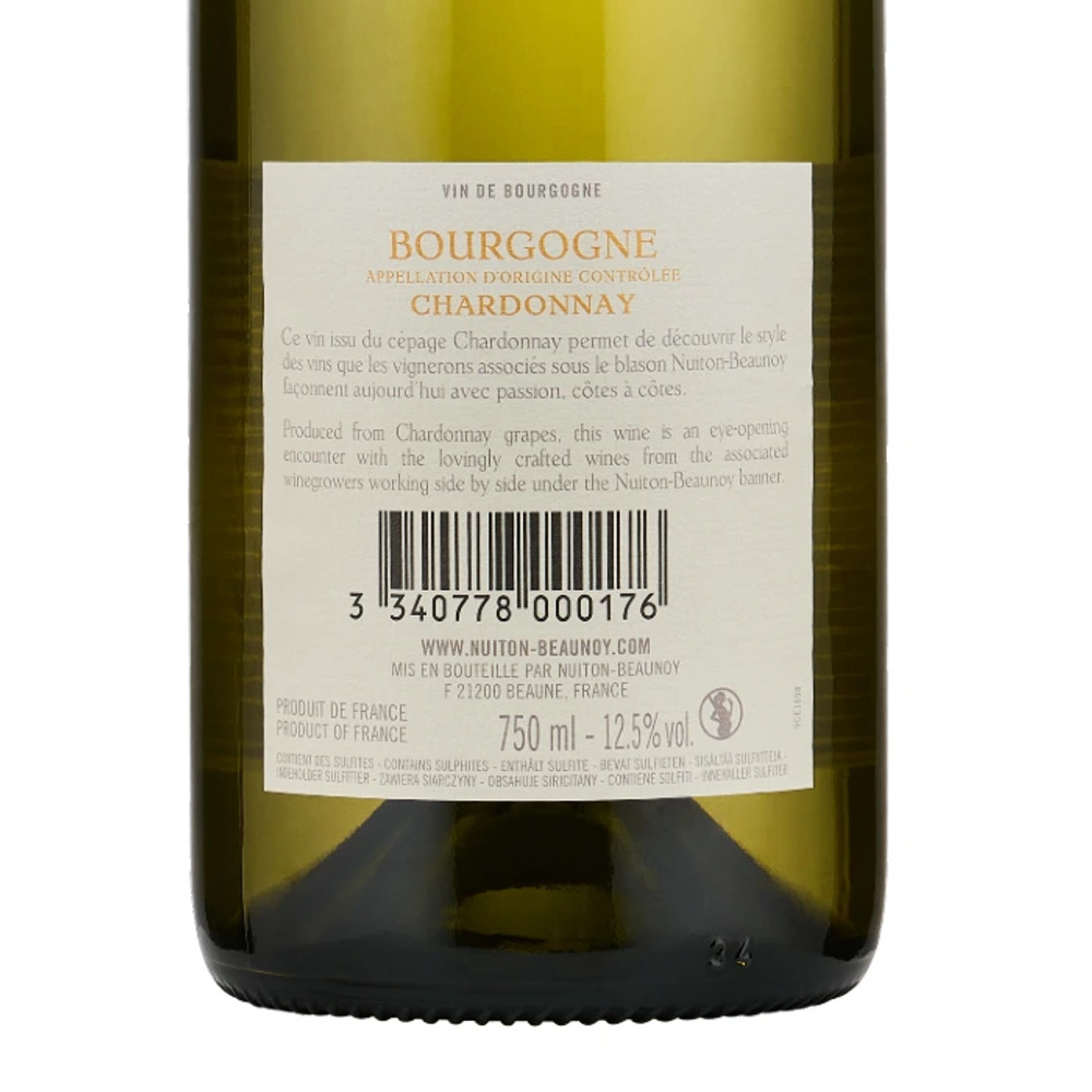 Nuiton-Beaunoy Bourgogne Chardonnay back label