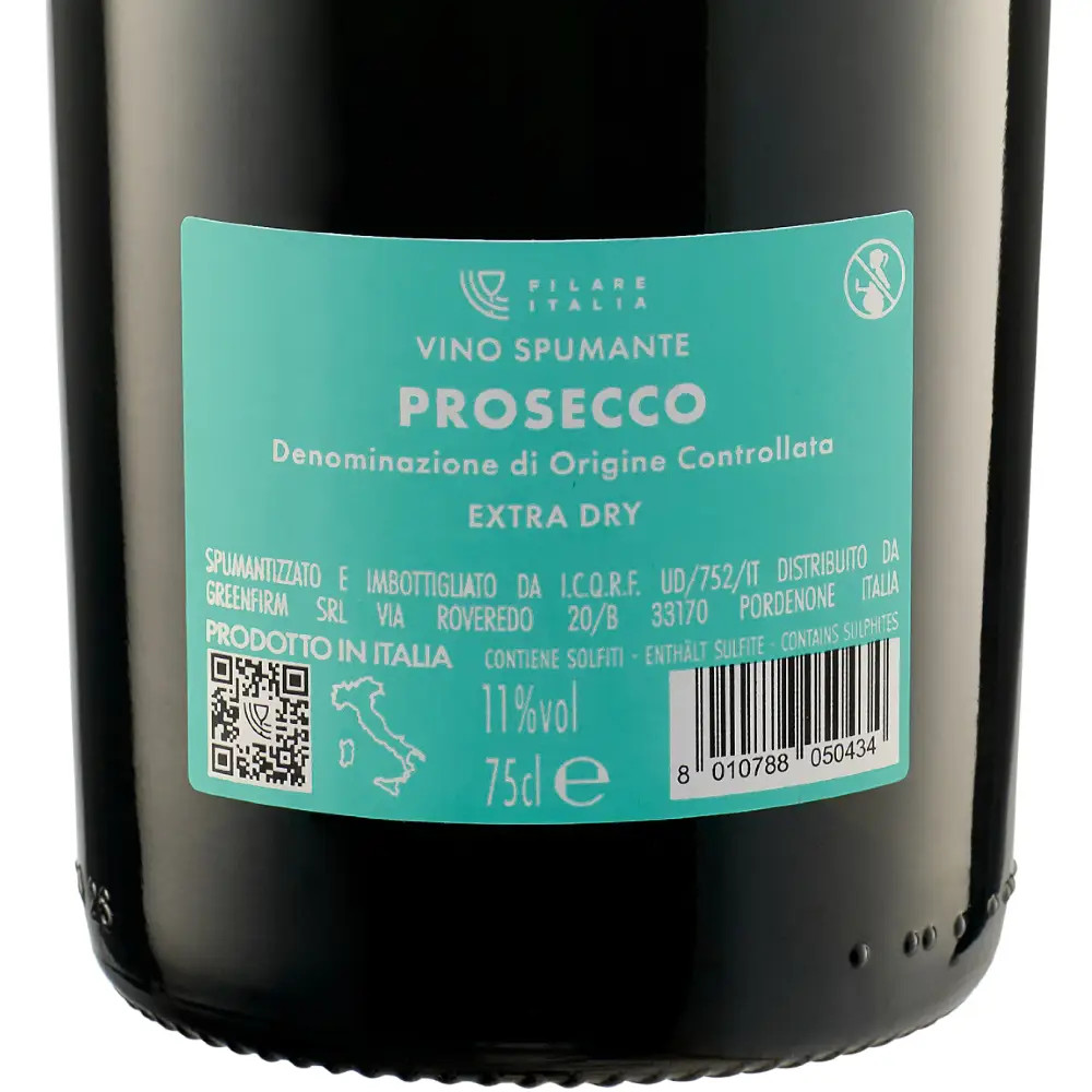 Filare Italia Prosecco Extra Dry DOC back label