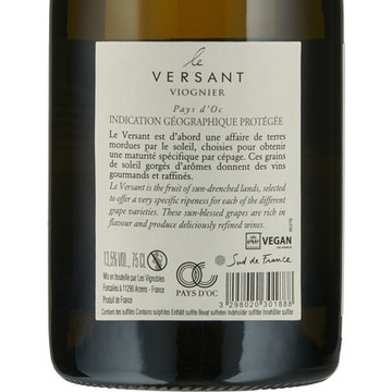 Le Versant Viognier back label