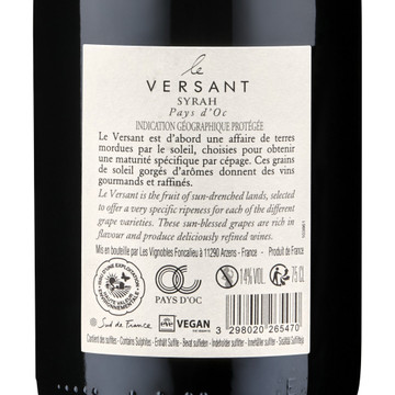 Le Versant Syrah back label