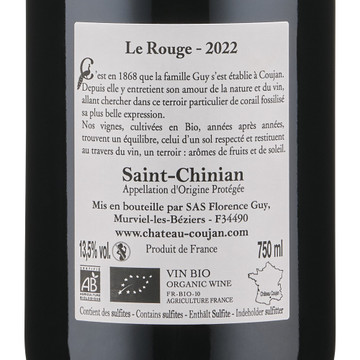 Château Coujan Tradition Saint Chinian back label