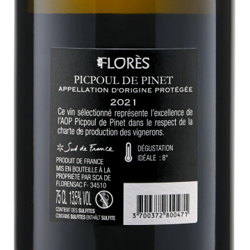 Florensac Picpoul de Pinet "Patience" back label