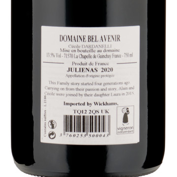Domaine Bel Avenir Juliénas "Les Capitans" back label