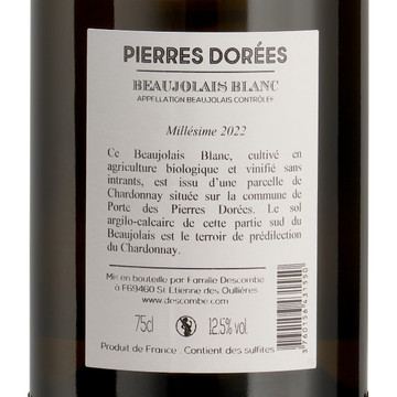 Famille Descombe "Pierres Dorées" Beaujolais Blanc back label