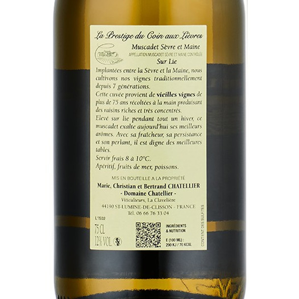 Chatellier Muscadet La Prestige du Coin aux Lièvres back label
