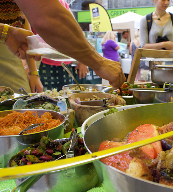 Market food stall close up