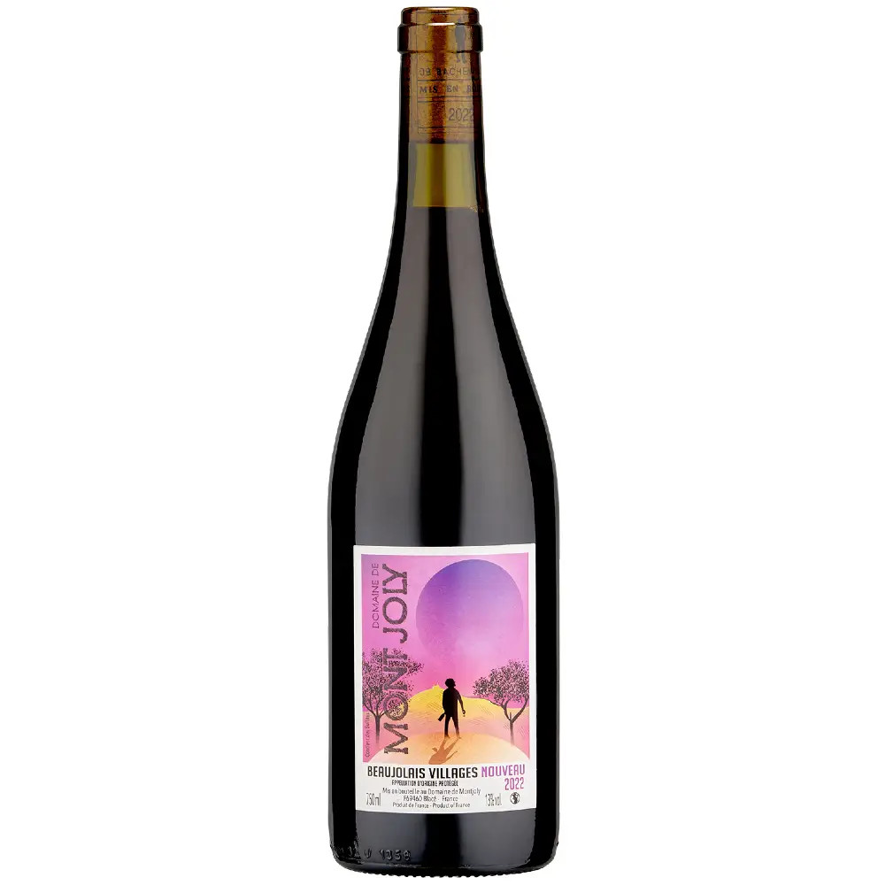 Domaine de Mont Joly  Beaujolais Nouveau 2022 is made from vines which are up to 100 years old. It is abundantly juicy, low in tannin and vibrantly fruity.