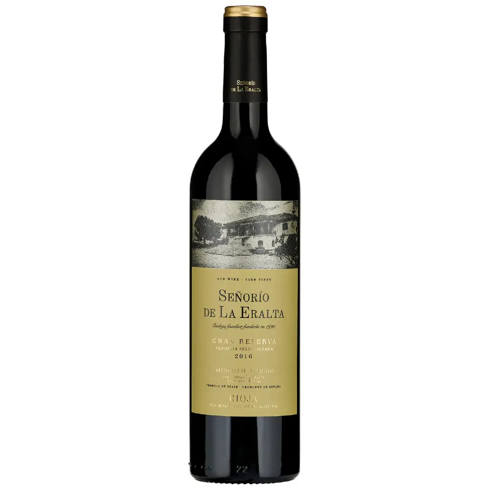 Señorío de La Eralta Gran Reserva Rioja is cherry red and bright in colour with  prominent aromas of ripe blackberrys and black pepper spice.