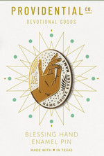 Blessing Hand of Christ – White + Gold Pin