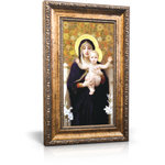 Madonna of the Lilies - Framed Canvas 6" x 11" (Including gold frame: 9.5" x 14.5")