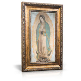 Original Our Lady of Guadalupe - Framed Canvas 6" X 11" (Including gold frame: 9.5 x 14.5)